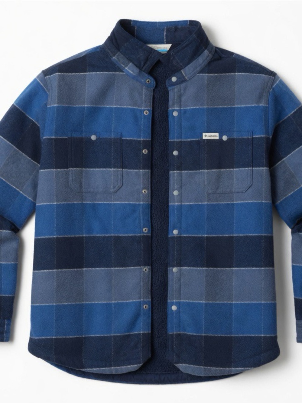 Columbia Men's Blue Plaid Snap-Front Shirt Jacket